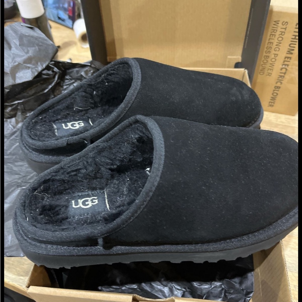 UGG Black Slip-On Shearling Lined Clogs